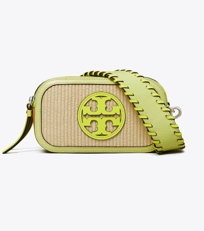 Women's Tory Burch Mini Miller Raffia Crossbody Bags Beige Multicolor | HAEVTY-864 - Tory Burch Outlet Sale