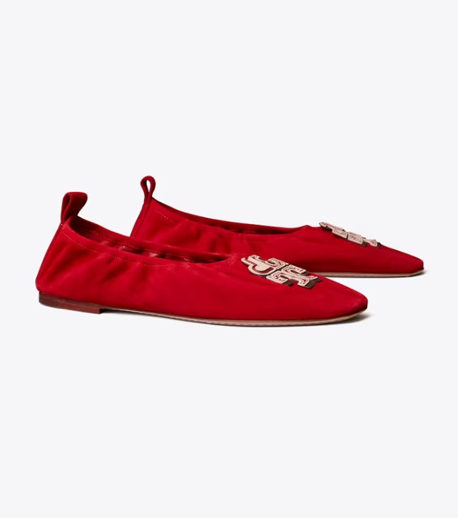 Women's Tory Burch Heart Flat Shoes Red | JRLUCD-621 - Tory Burch Outlet Sale