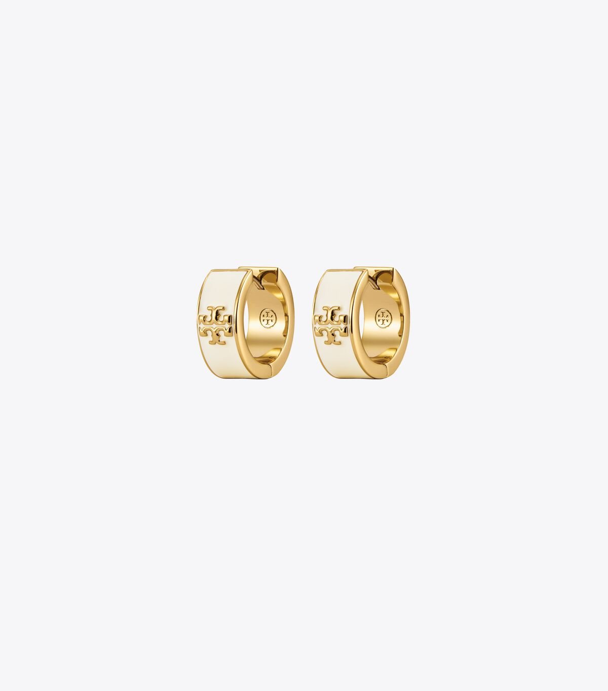 Women's Tory Burch Kira Enamel Hoop Earrings Gold / White | MZDYKO-943 - Tory Burch Outlet Sale