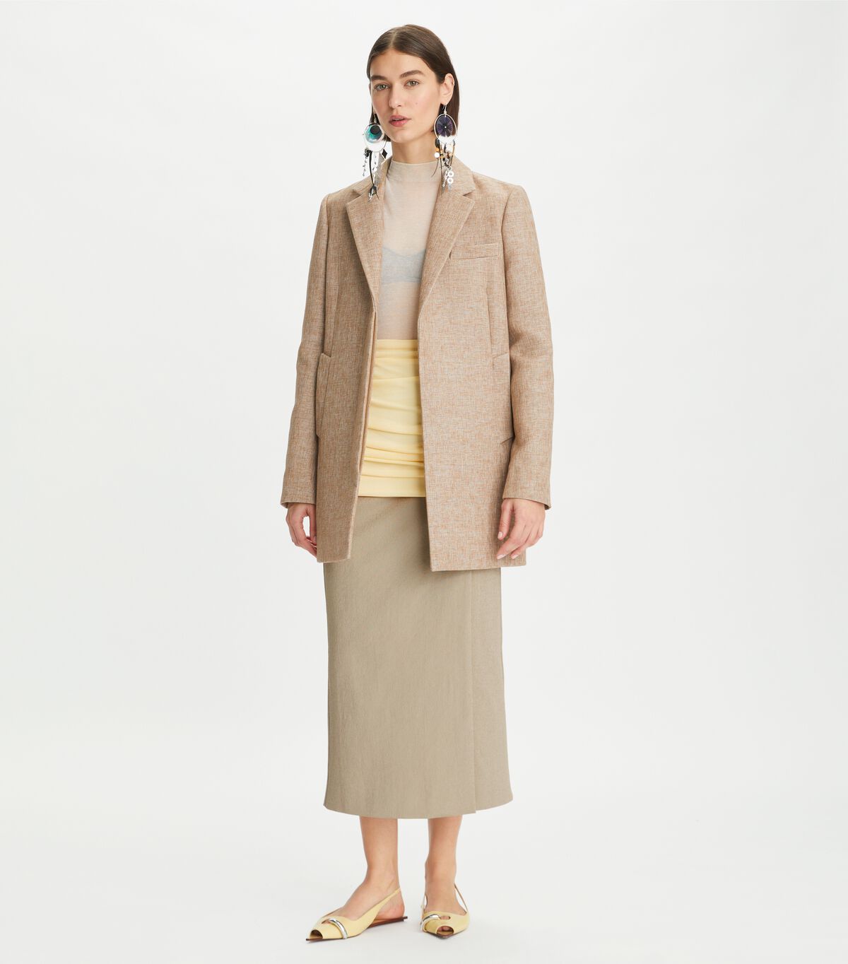 Women's Tory Burch Relaxed Wool Blazers Beige | NDRIZM-847 - Tory Burch Outlet Sale