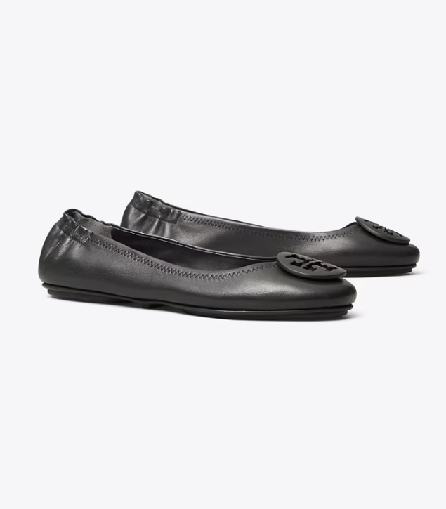 Women's Tory Burch Minnie Travel Flat Shoes Black | KLNMOS-813 - Tory Burch Outlet Sale