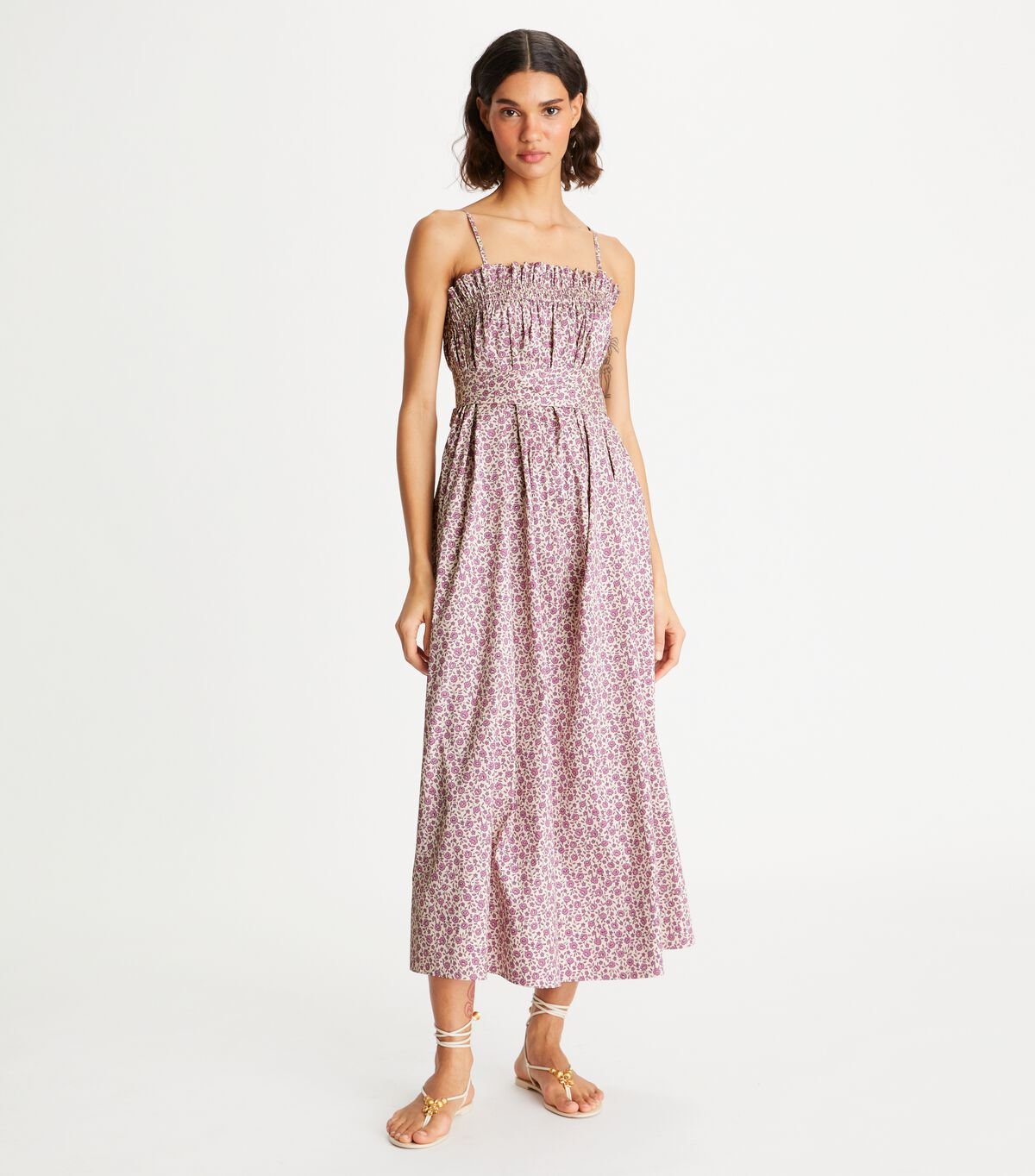 Women's Tory Burch Ruffle Top Dress Pink | FJHIDC-497 - Tory Burch Outlet Sale