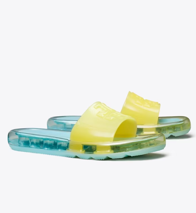 Women's Tory Burch Bubble Jelly Slides Light Blue / Yellow | SAUJVD-396 - Tory Burch Outlet Sale