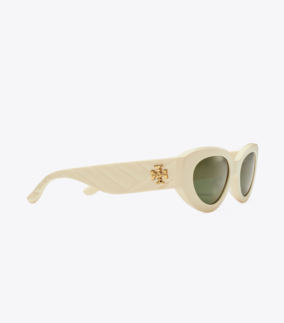Women's Tory Burch Kira Chevron Cat-eye Sunglasses White / Dark Green | AZLYDB-213 - Tory Burch Outlet Sale