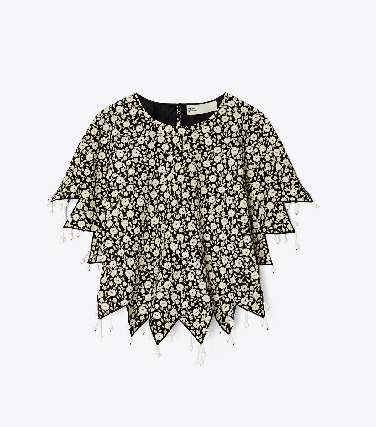 Women's Tory Burch Ditsy Floral Silk Taffeta Tops Black | QRZHLD-690 - Tory Burch Outlet Sale