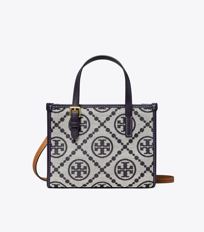 Women's Tory Burch Mini T Monogram Square Tote Bags Navy | ALGSBW-520 - Tory Burch Outlet Sale