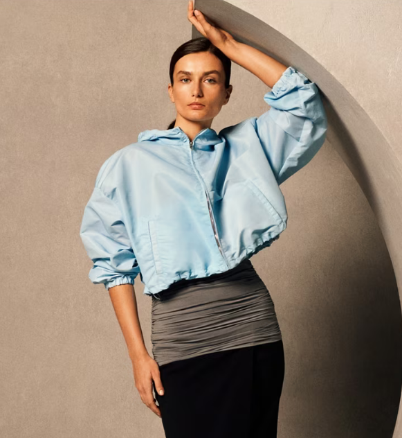 Women's Tory Burch Double-faced Canvas Cropped Jackets Azure | JVAWQN-318 - Tory Burch Outlet Sale