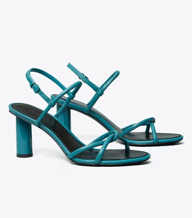 Women's Tory Burch Split Mignon Multi-Strap Heels Sandals Black / Blue | WXKQYA-562 - Tory Burch Outlet Sale