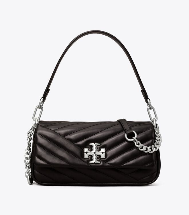 Women's Tory Burch Small Kira Chevron Flap Shoulder Bags Black | SNXGYP-958 - Tory Burch Outlet Sale