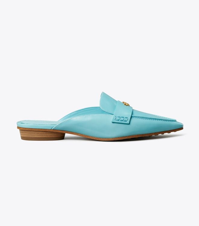 Women's Tory Burch Pointed Backless Loafers Light Blue | SWMIJX-596 - Tory Burch Outlet Sale