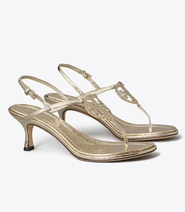 Women's Tory Burch Capri Miller Low Heel Sandal Heels Sandals Platinum | UVMEKD-809 - Tory Burch Outlet Sale