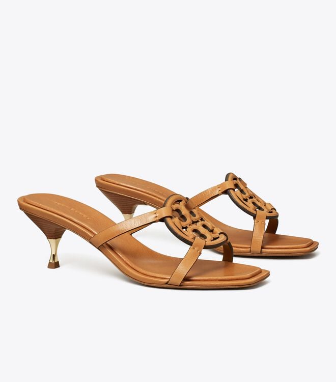 Women's Tory Burch Miller Geo Bombé Low Heel Sandals Brown | DTLPYO-635 - Tory Burch Outlet Sale