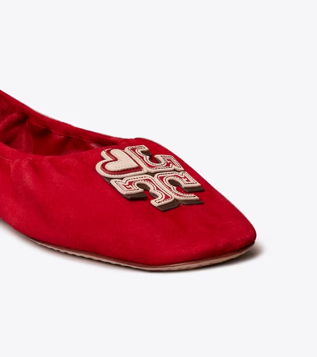 Women's Tory Burch Heart Flat Shoes Red | JRLUCD-621 - Tory Burch Outlet Sale