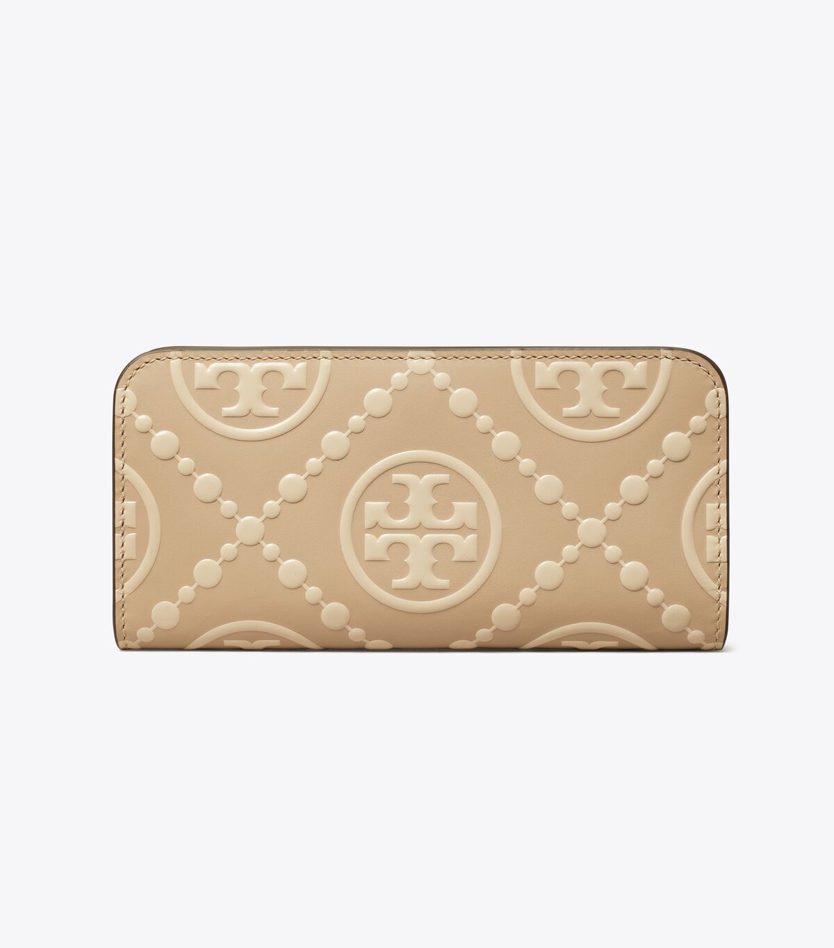 Women's Tory Burch T Monogram Contrast Embossed Zip Slim Wallets Cream | SUXYIT-412 - Tory Burch Outlet Sale