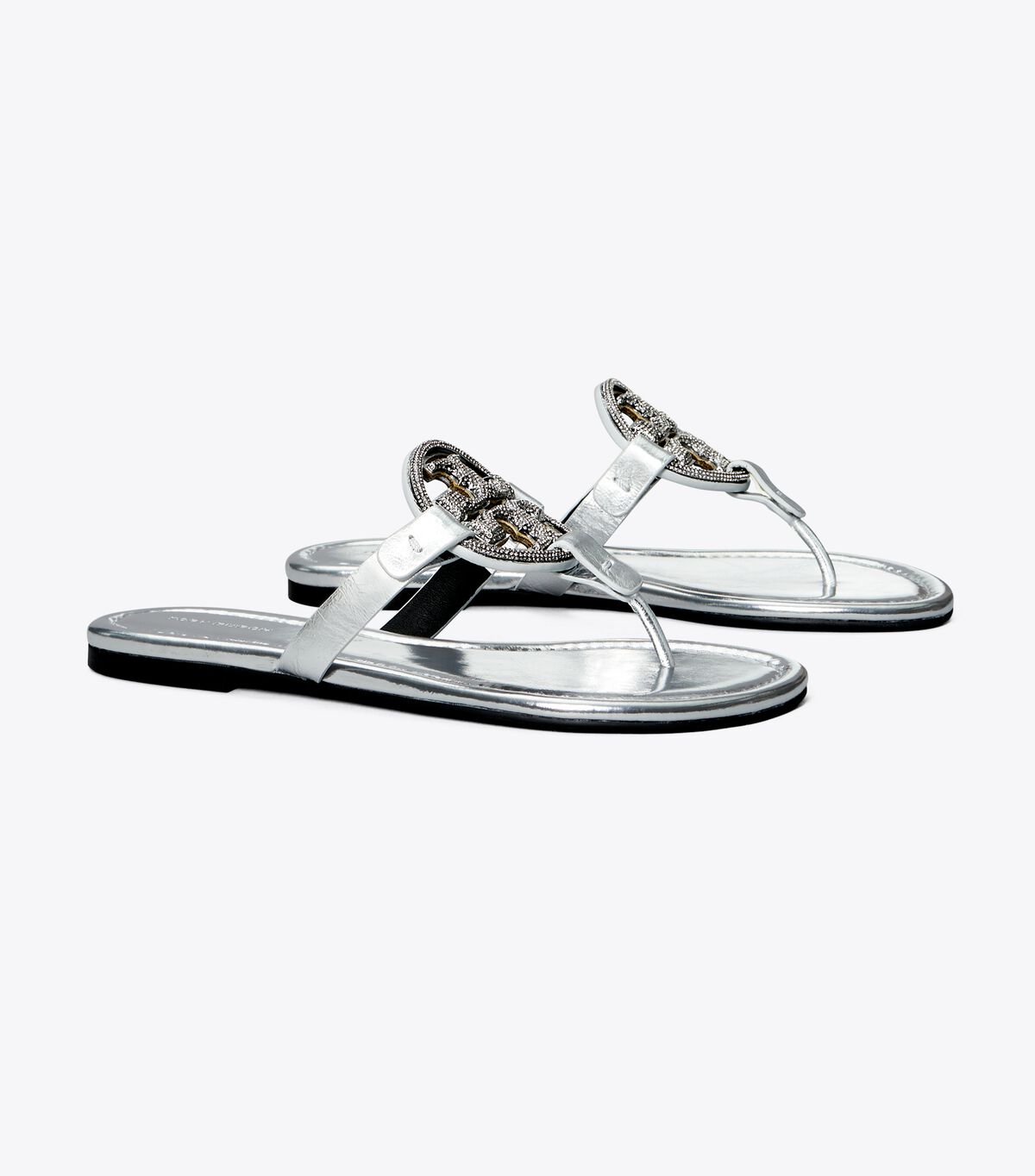 Women's Tory Burch Miller Pavé Sandals Silver | VRCGOT-045 - Tory Burch Outlet Sale