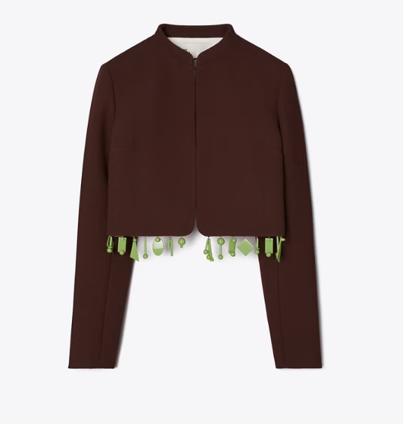 Women's Tory Burch Double-faced Wool Cropped Jackets Chocolate | KZAEWC-168 - Tory Burch Outlet Sale