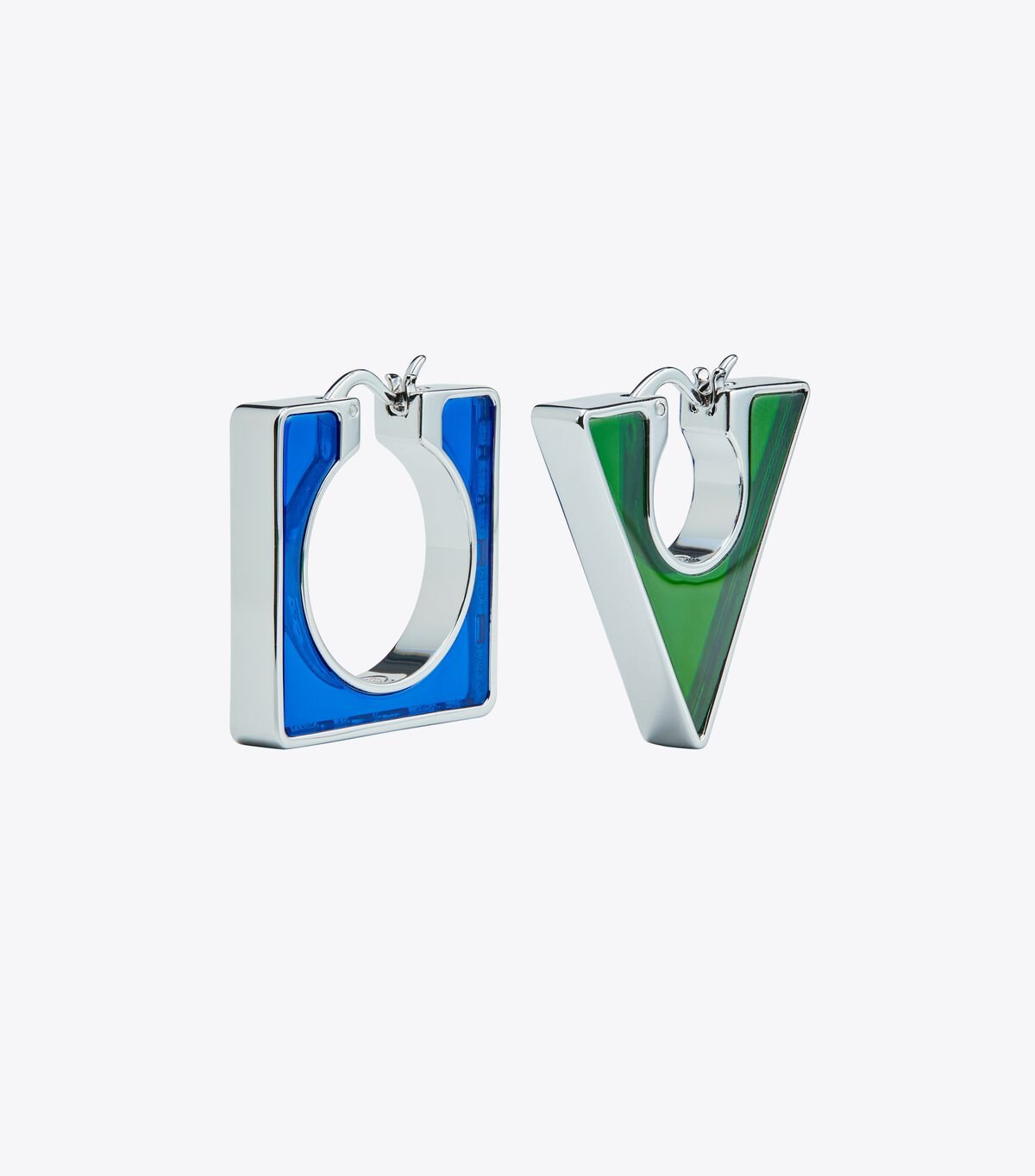 Women's Tory Burch Geo Hoop Earrings Silver / Blue / Green | VUGLHW-742 - Tory Burch Outlet Sale