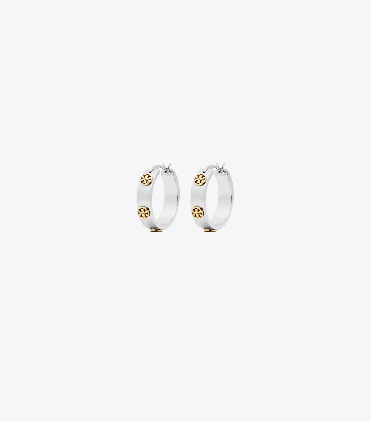 Women's Tory Burch Miller Stud Huggie Earrings Silver / Gold | RFQBSZ-051 - Tory Burch Outlet Sale