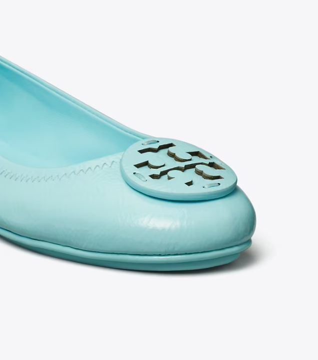 Women's Tory Burch Minnie Travel Flat Shoes Light Blue | RYBWUP-612 - Tory Burch Outlet Sale