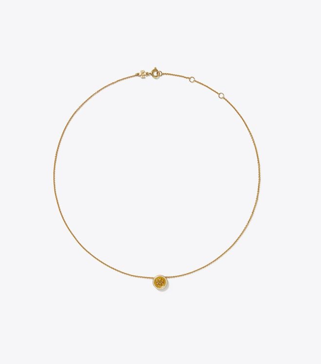Women's Tory Burch Kira Guilloché Pendant Necklace Gold | GYXNDW-384 - Tory Burch Outlet Sale