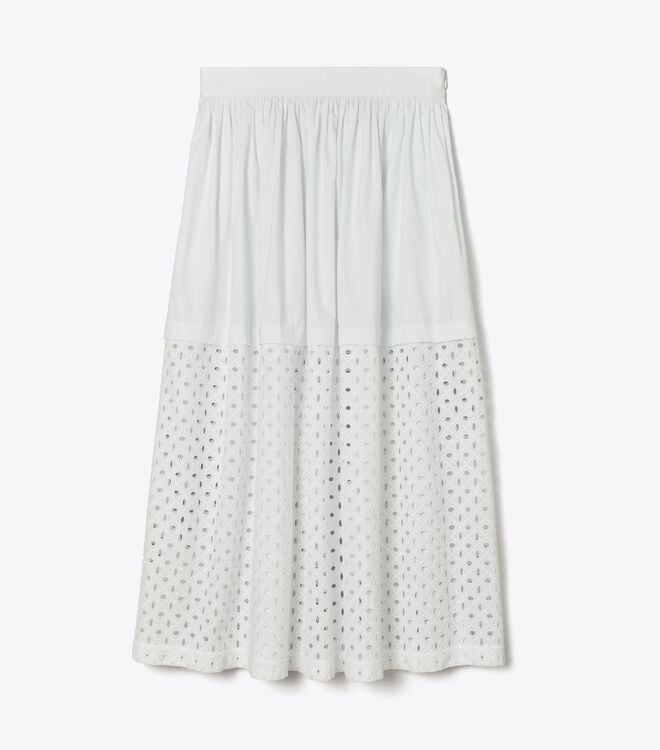 Women's Tory Burch Eyelet Skirts White | GZBVON-192 - Tory Burch Outlet Sale