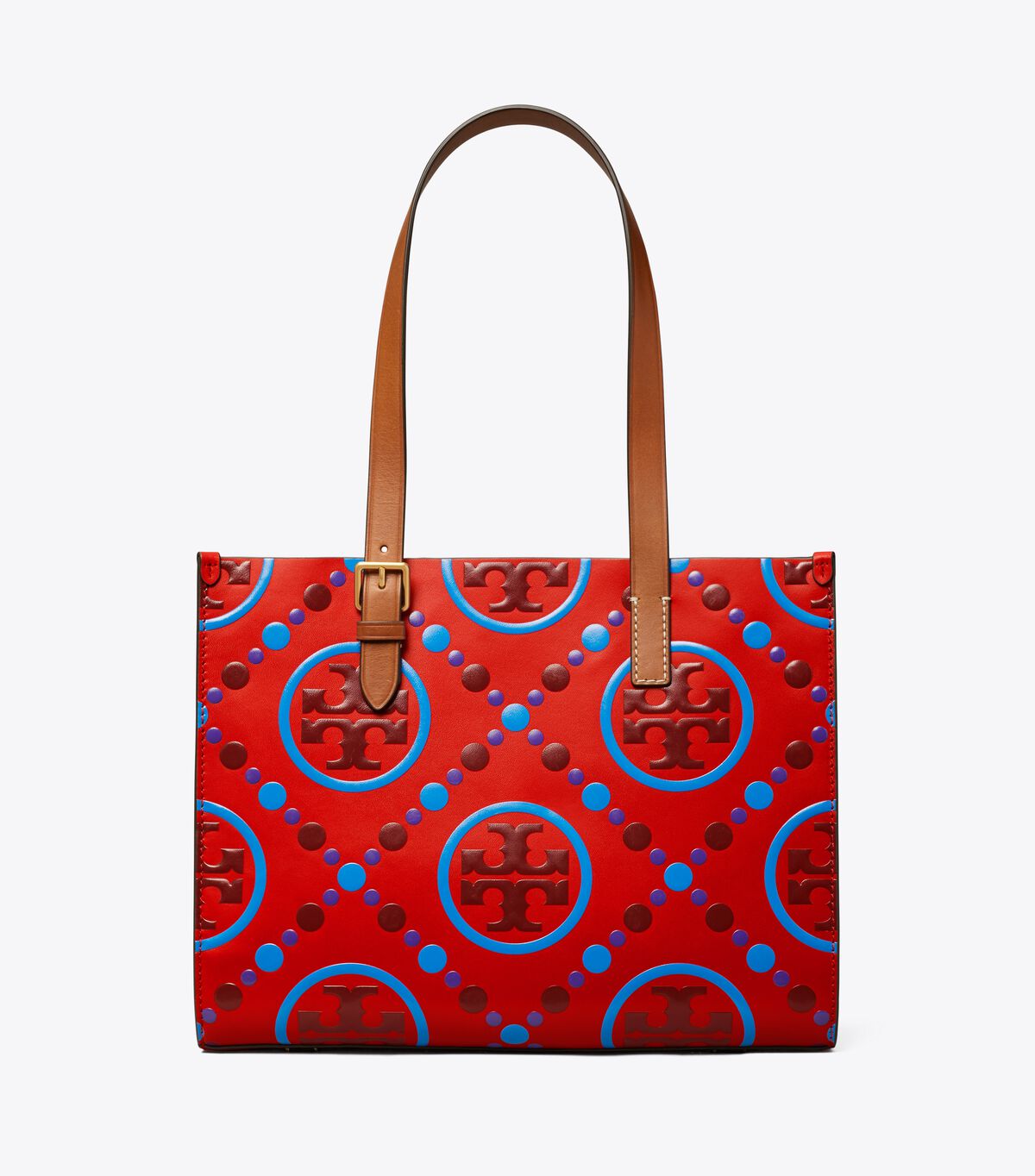 Women's Tory Burch Small T Monogram Contrast Embossed Tote Bags Red | PDNZAE-307 - Tory Burch Outlet Sale