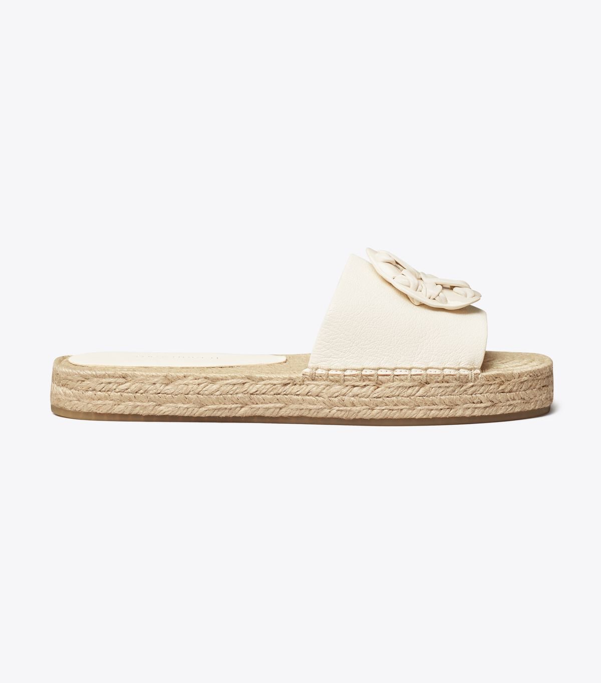 Women's Tory Burch Woven Double T Espadrille Slides White | QKPRLU-361 - Tory Burch Outlet Sale