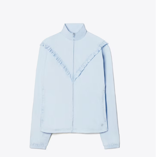 Women's Tory Burch Ruffle Windbreaker Azure | UWGAKP-415 - Tory Burch Outlet Sale