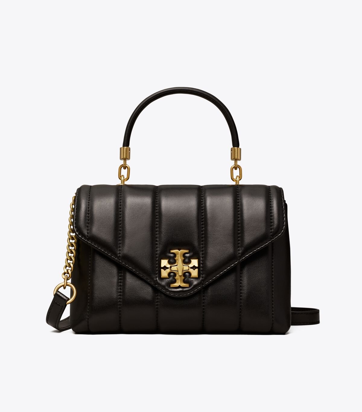 Women's Tory Burch Small Kira Quilted Satchel Bags Black / Gold | RXVYOJ-572 - Tory Burch Outlet Sale