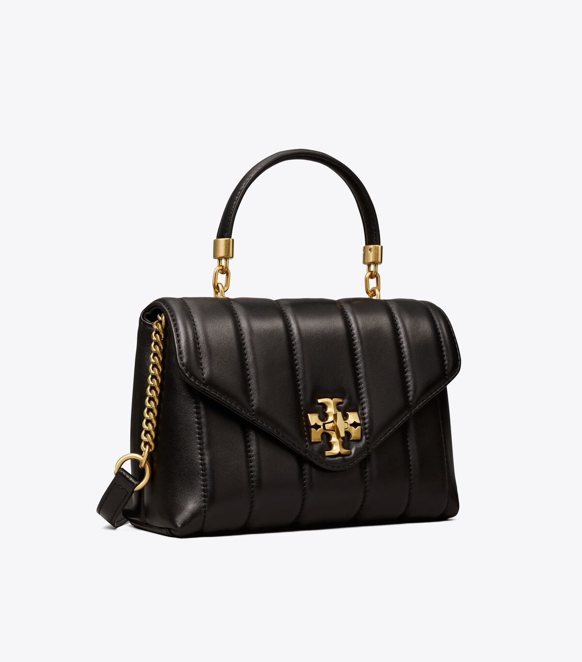 Women's Tory Burch Small Kira Quilted Satchel Bags Black / Gold | RXVYOJ-572 - Tory Burch Outlet Sale