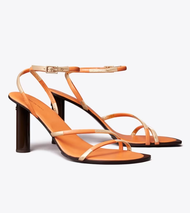 Women's Tory Burch Split Mignon Strappy Heels Sandals Orange | LNXIUH-814 - Tory Burch Outlet Sale