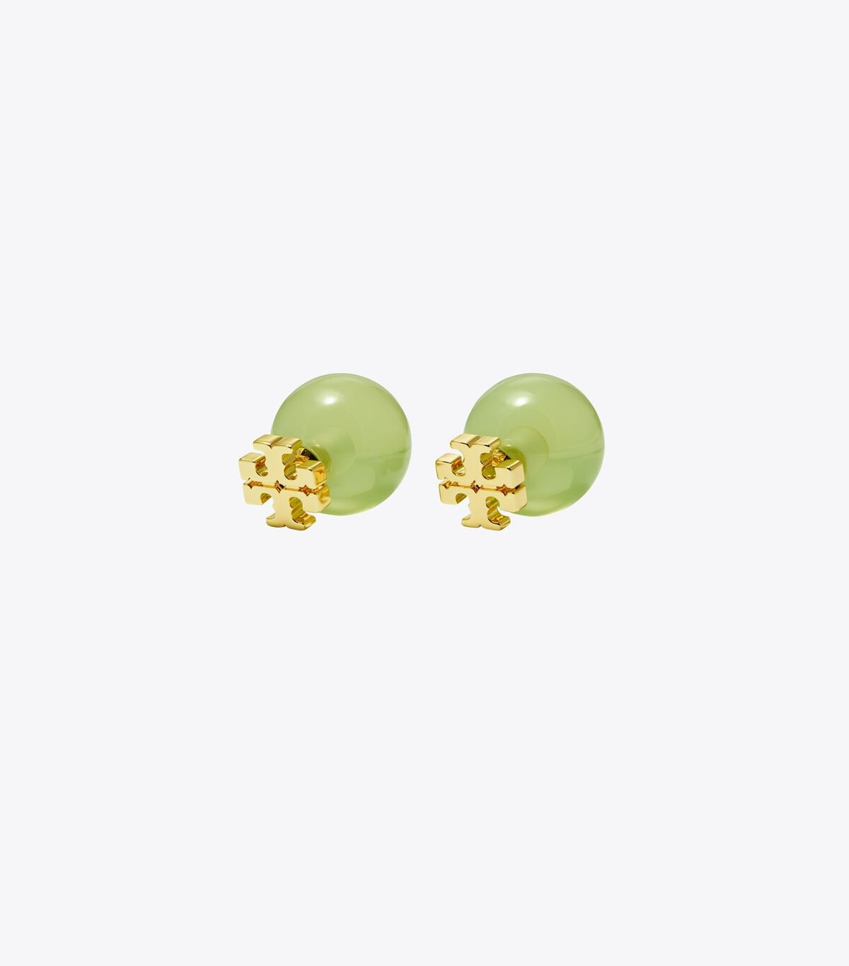 Women's Tory Burch Resin Logo Double-stud Earrings Gold / Green | YZADFX-026 - Tory Burch Outlet Sale