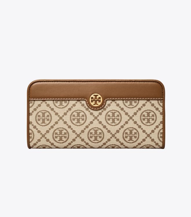 Women's Tory Burch T Monogram Zip Slim Wallets Apricot | JMSNTG-017 - Tory Burch Outlet Sale