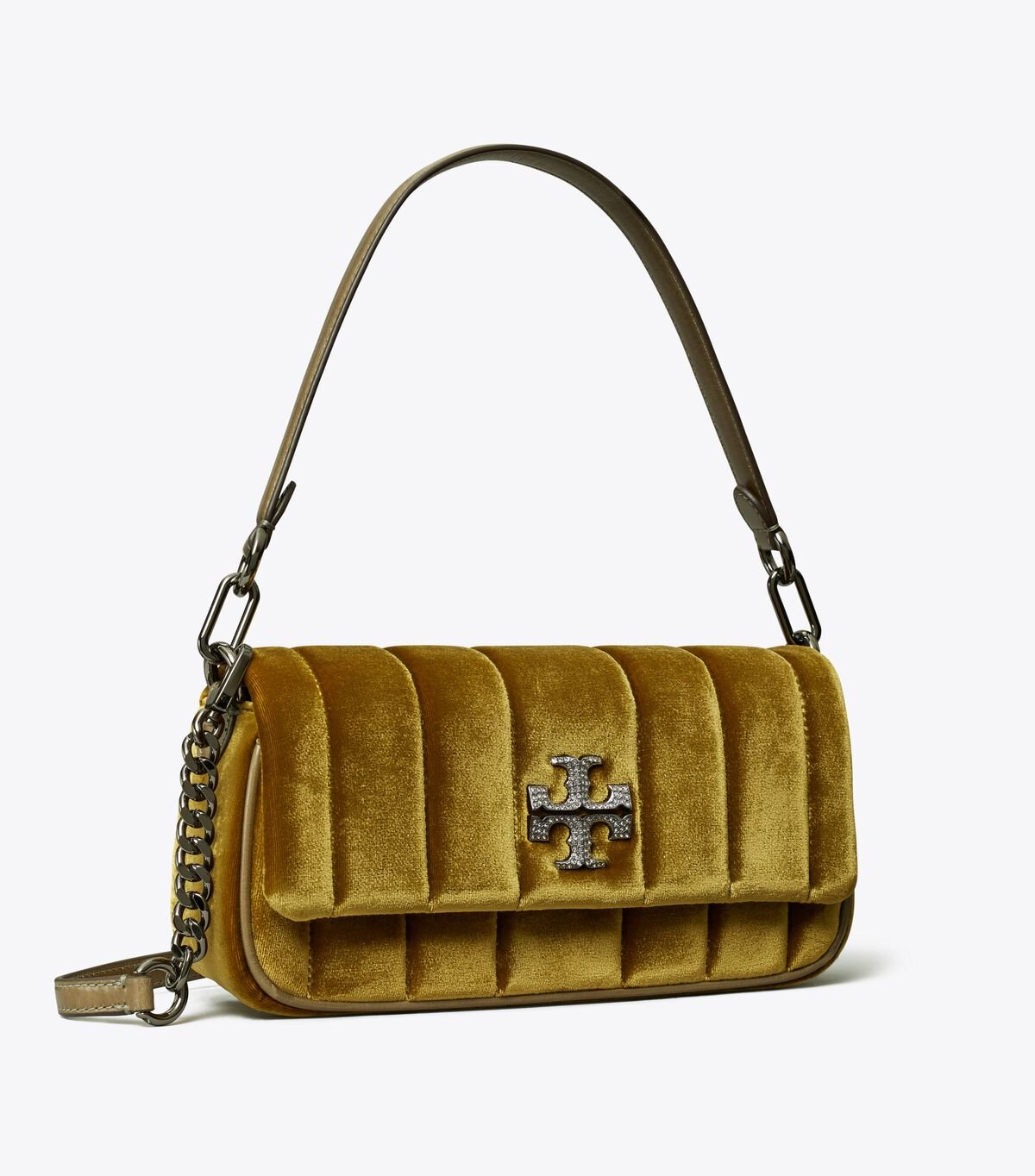 Women's Tory Burch Small Kira Velvet Flap Shoulder Bags Olive | BVRNKI-260 - Tory Burch Outlet Sale