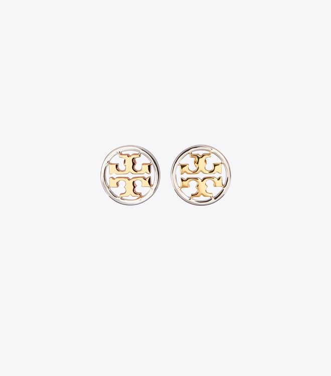 Women's Tory Burch Miller Stud Earrings Gold / Silver | JKOYDV-187 - Tory Burch Outlet Sale