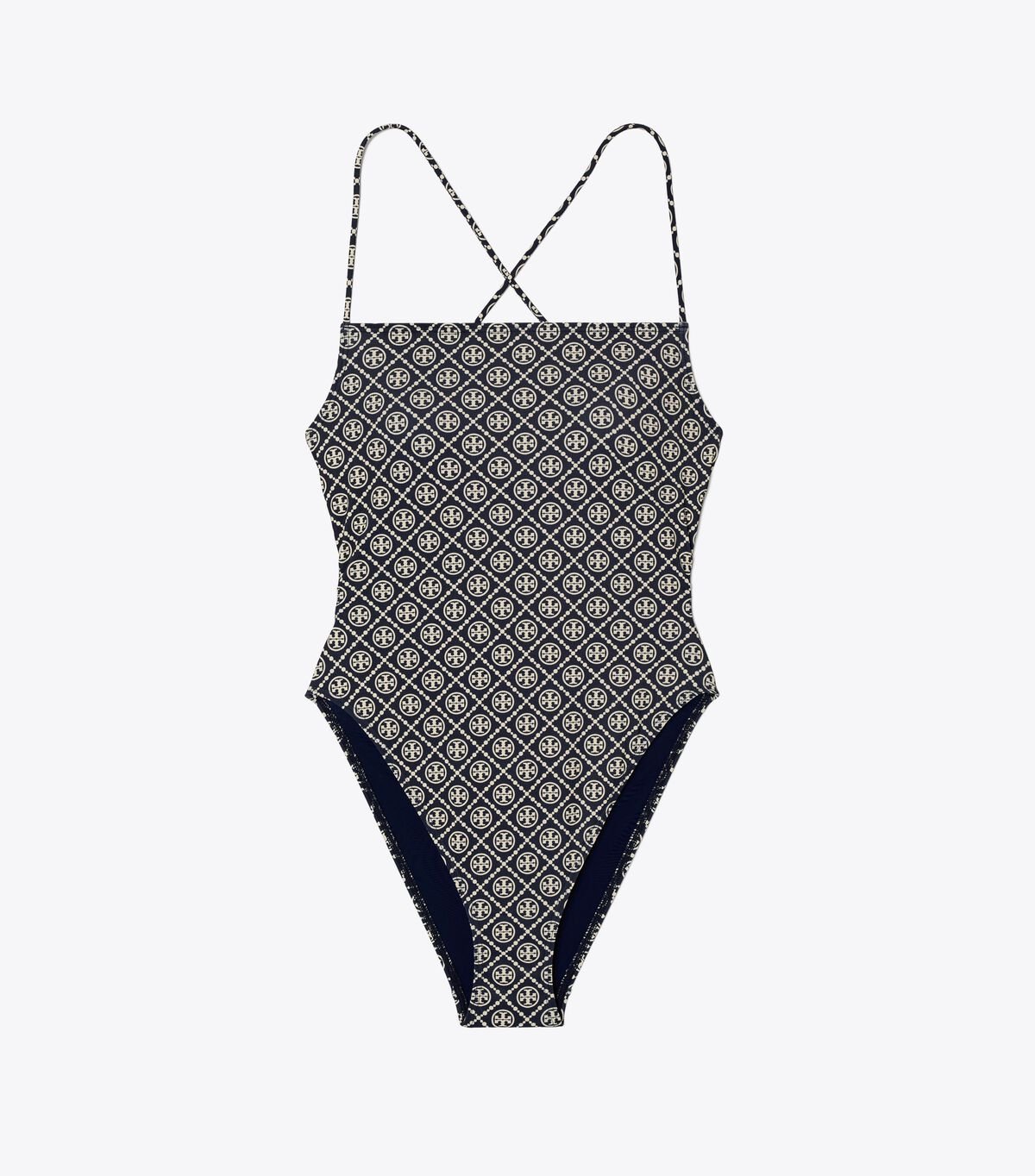 Women's Tory Burch Printed Tie-back One-piece Swimsuits Navy | DFQMKL-925 - Tory Burch Outlet Sale