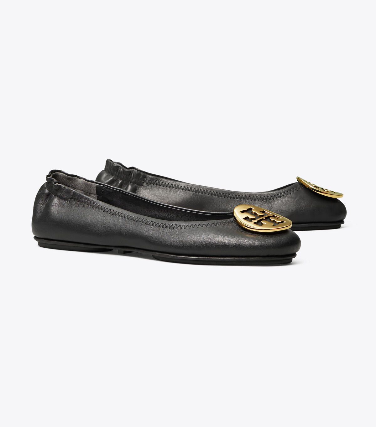 Women's Tory Burch Minnie Travel Ballet Flats Black / Gold | JZPVHU-149 - Tory Burch Outlet Sale
