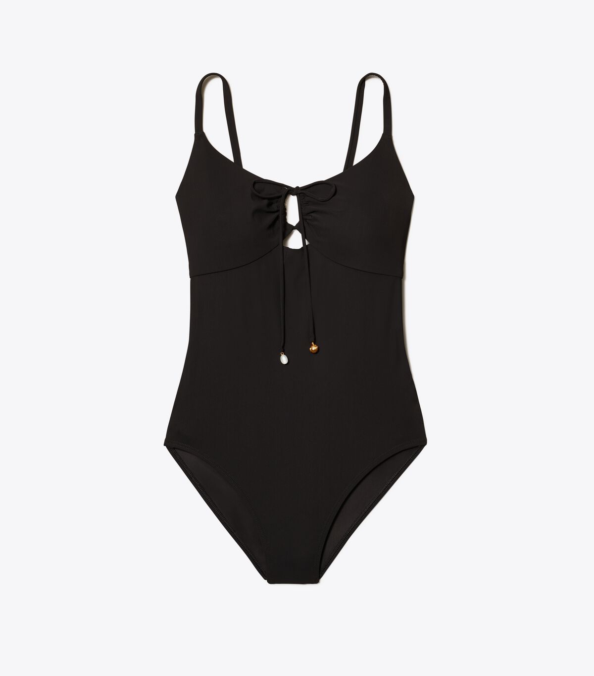 Women's Tory Burch Ruched One-piece Swimsuits Black | DKCYFZ-794 - Tory Burch Outlet Sale