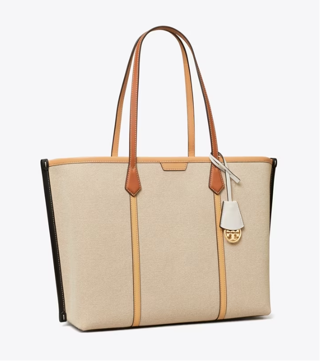 Women's Tory Burch Perry Canvas Triple-compartment Handbag Beige | IBVUZP-295 - Tory Burch Outlet Sale