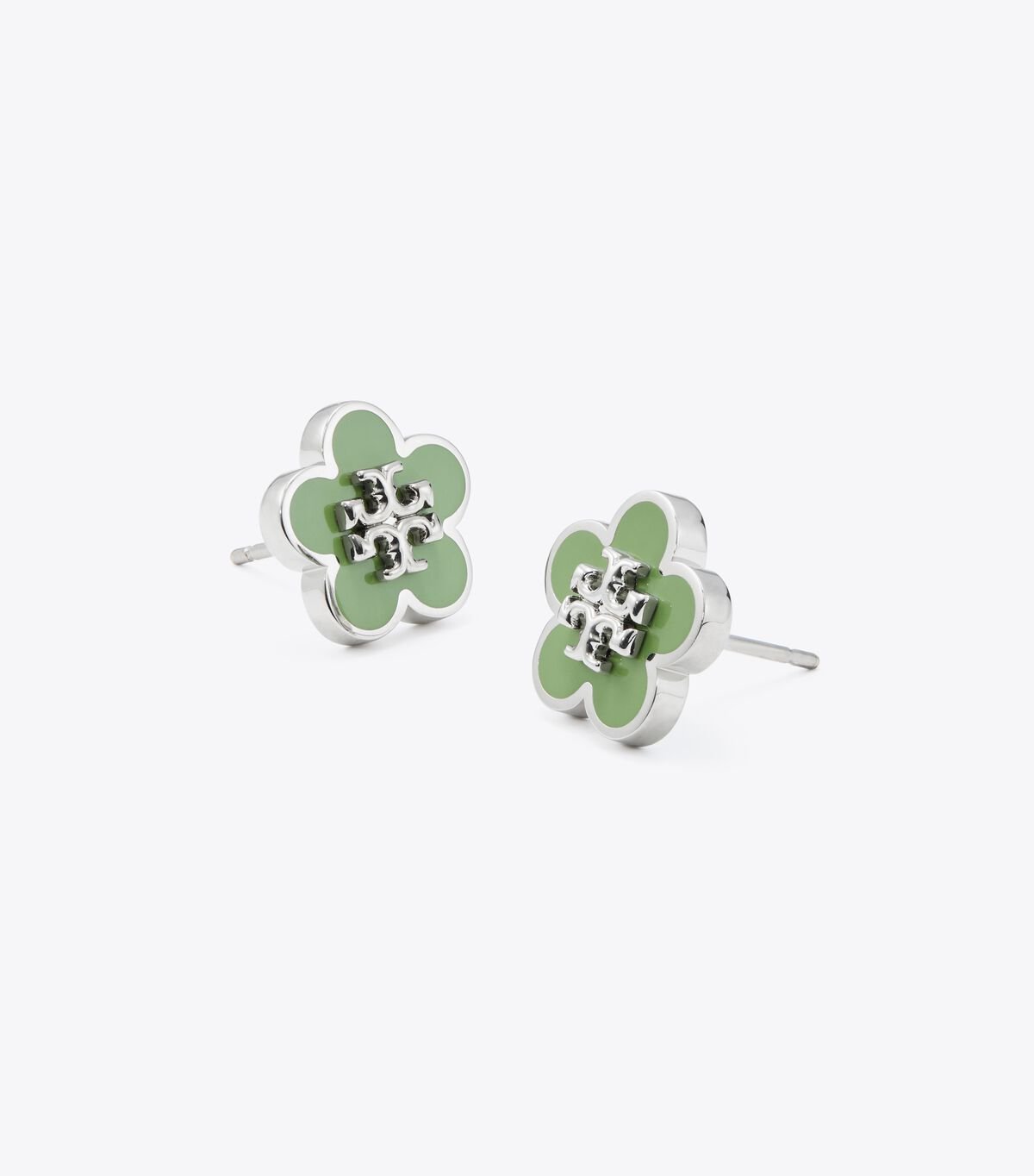Women's Tory Burch Kira Enamel Flower Stud Earrings Silver | TBVKJI-357 - Tory Burch Outlet Sale