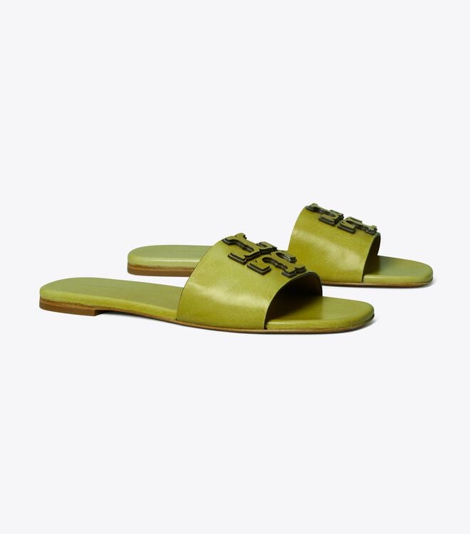 Women's Tory Burch Ines Slides Green | AFJTUY-236 - Tory Burch Outlet Sale