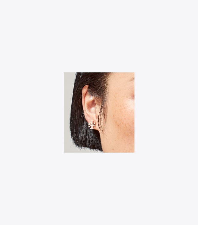 Women's Tory Burch Kira Pavé Stud Earrings Rose Gold | SNWTOM-904 - Tory Burch Outlet Sale