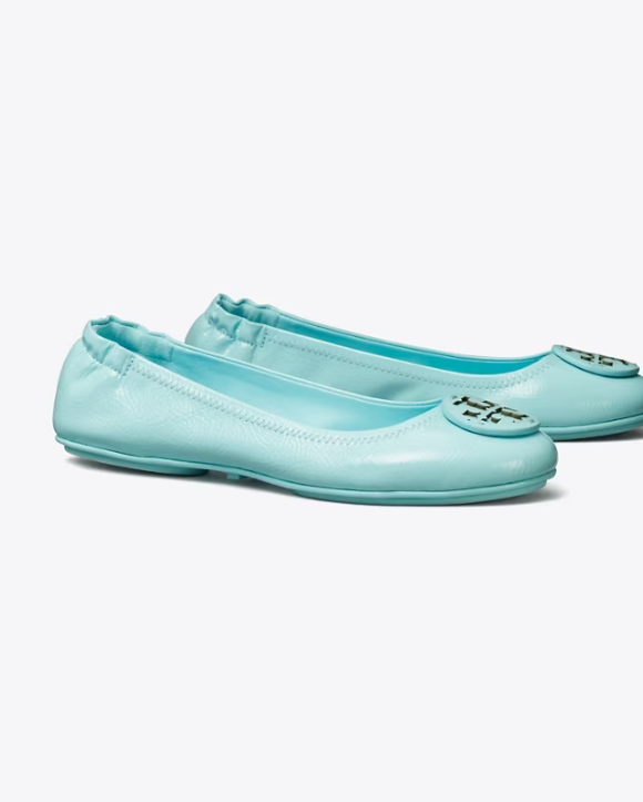 Women's Tory Burch Minnie Travel Flat Shoes Light Blue | RYBWUP-612 - Tory Burch Outlet Sale