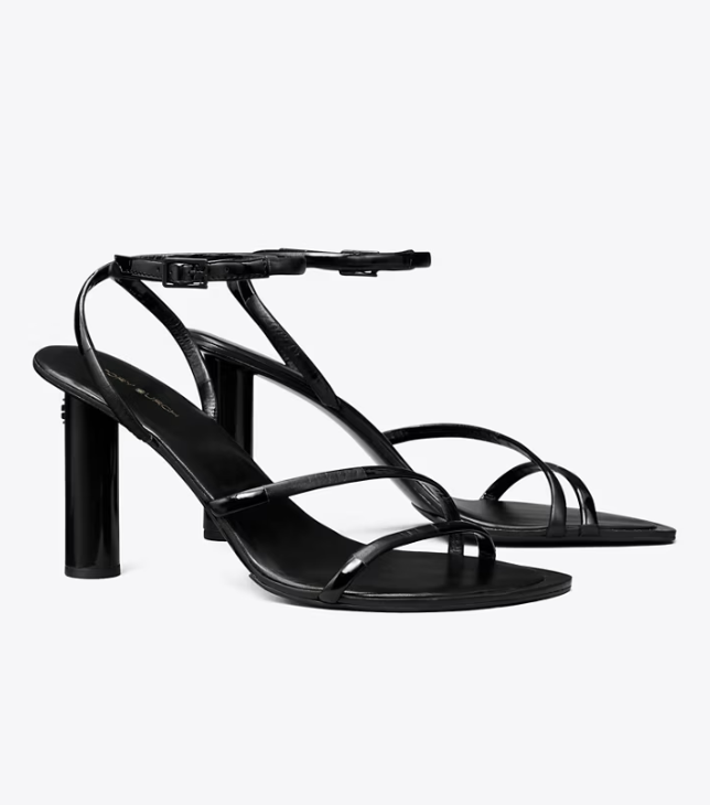 Women's Tory Burch Split Mignon Multi-Strap Heels Sandals Black | GOSEJD-158 - Tory Burch Outlet Sale