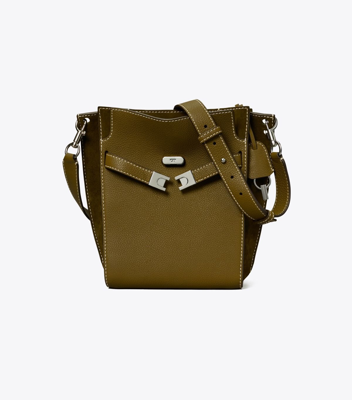 Women's Tory Burch Lee Radziwill Pebbled Double Bucket Bags Olive | OYECJX-785 - Tory Burch Outlet Sale