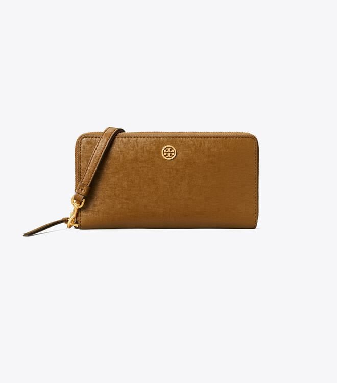 Women's Tory Burch Robinson Zip Continental Wallets Brown | SETKVW-052 - Tory Burch Outlet Sale