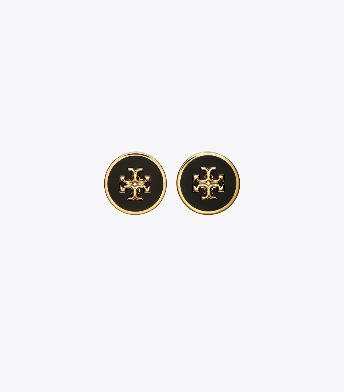 Women's Tory Burch Kira Enamel Circle-stud Earrings Gold / Black | CNIDXO-183 - Tory Burch Outlet Sale