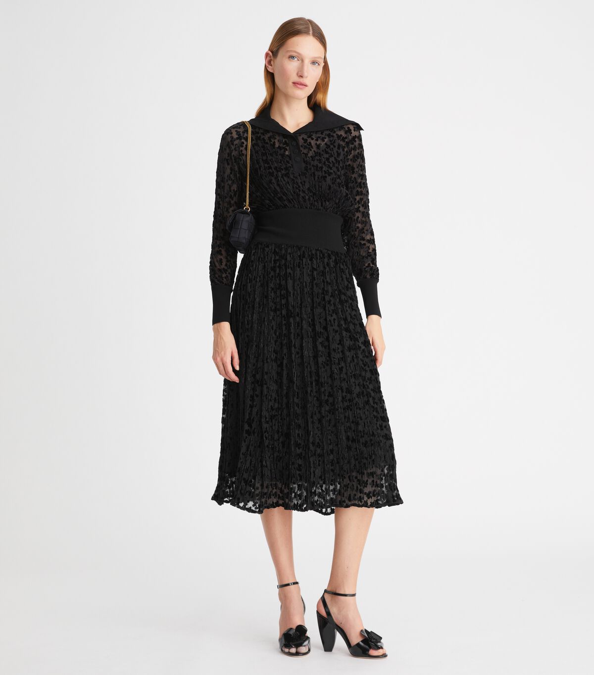 Women's Tory Burch Velvet Devoré Dress Black | PEFWNB-038 - Tory Burch Outlet Sale