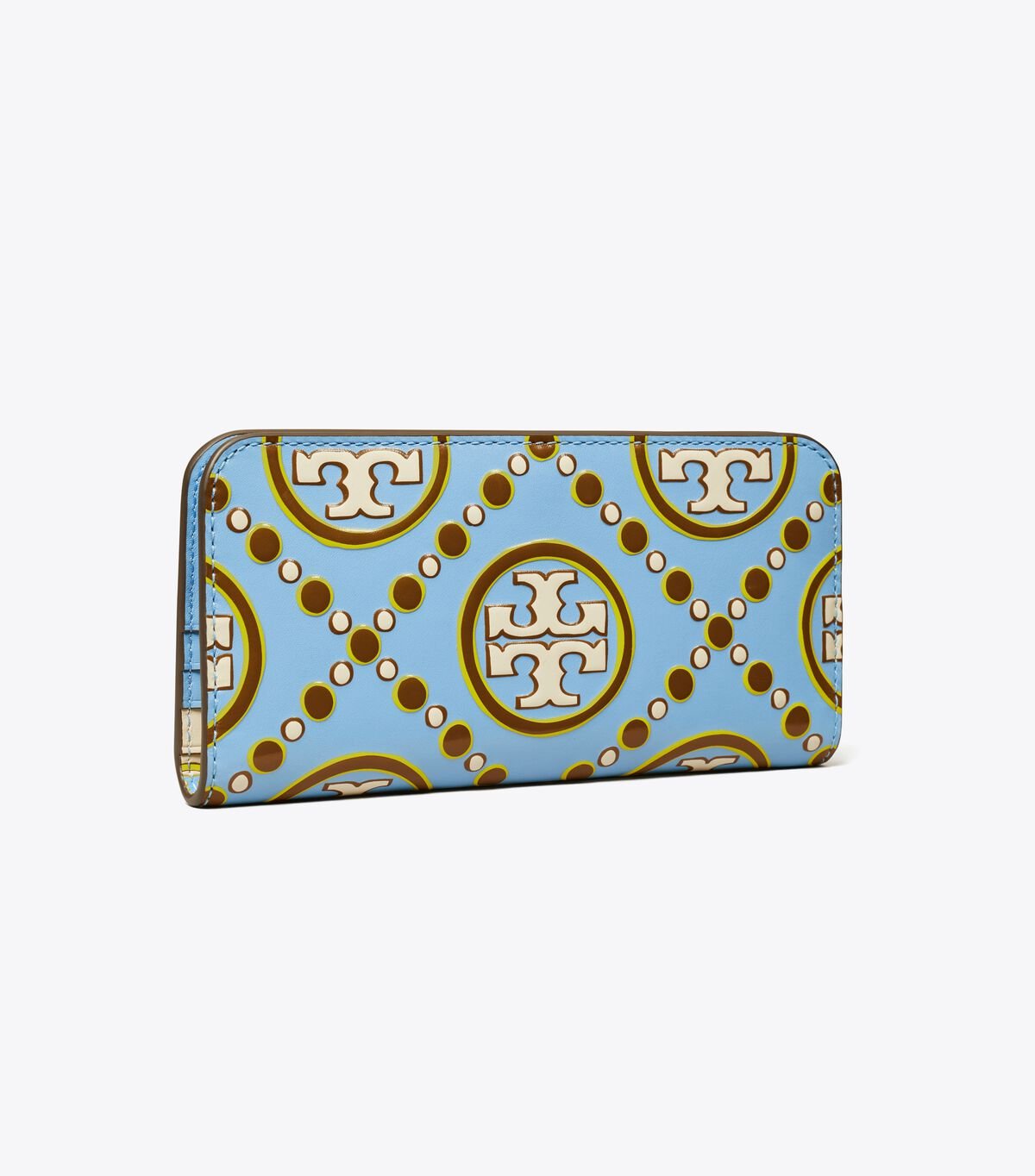 Women's Tory Burch T Monogram Contrast Embossed Zip Slim Wallets Blue / White | NVUXYK-845 - Tory Burch Outlet Sale
