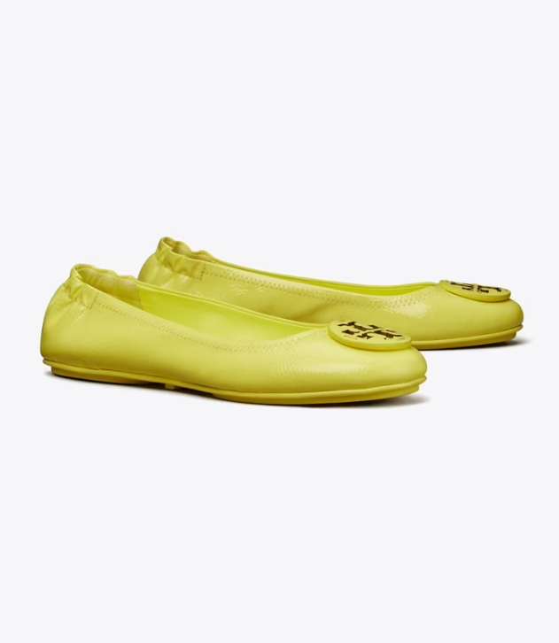 Women's Tory Burch Minnie Travel Flat Shoes Yellow | CORGSP-852 - Tory Burch Outlet Sale